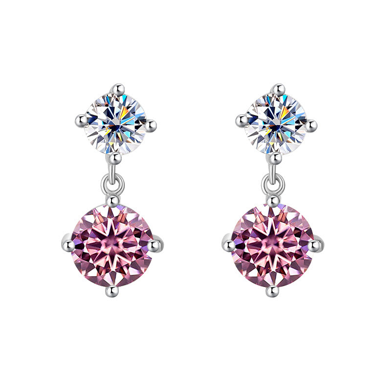 Best seller in europe and america S925Sterling Silver Moissanite Tassel Four-Prong Earrings Korean Style Full Diamond Moissanite Earrings Factory Wholesale