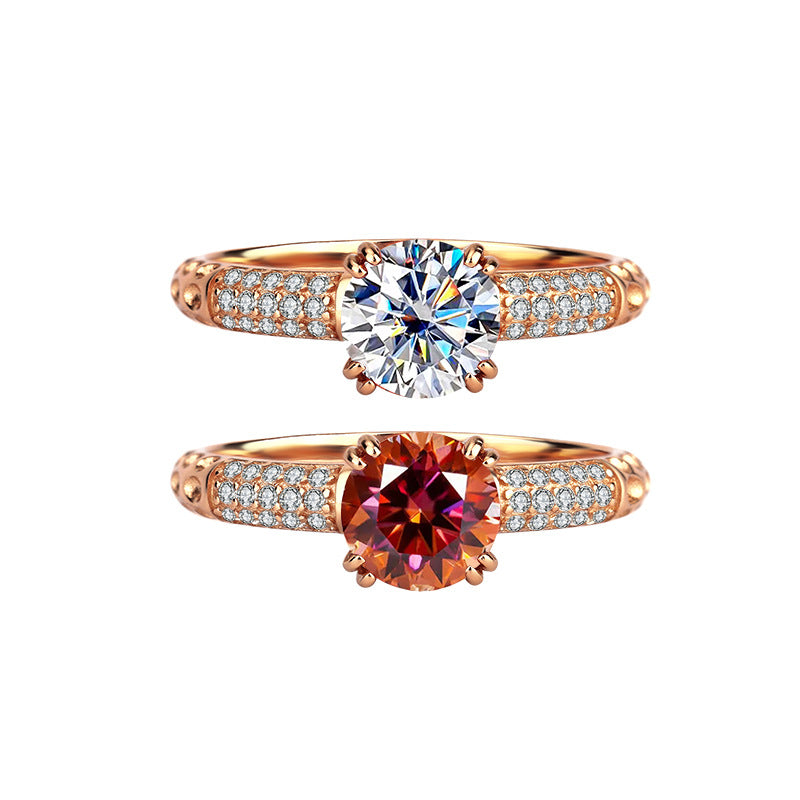 S925Sterling Silver Rose Gold Qianxun Moissanite Diamond Ring European and American TikTok Kuaishou Live Factory Wholesale Brilliant Diamond Ring