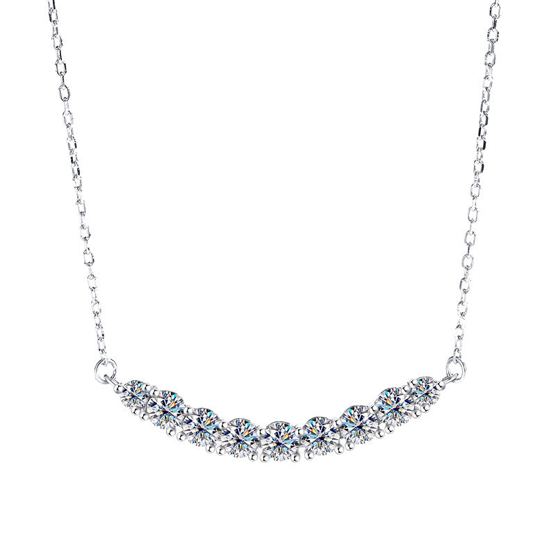 S925Silver Platinum Plated Moissanite Jewelry Pendant for Women Simple Smile Necklace2.4Clamoissanite Rainbow