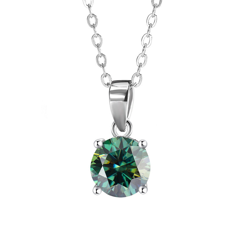 Exclusive for cross-border S925Silver Four-Claw Necklace Moissanite Diamond Pendant Simple Luxury Versatile Collarbone Chain Factory Wholesale