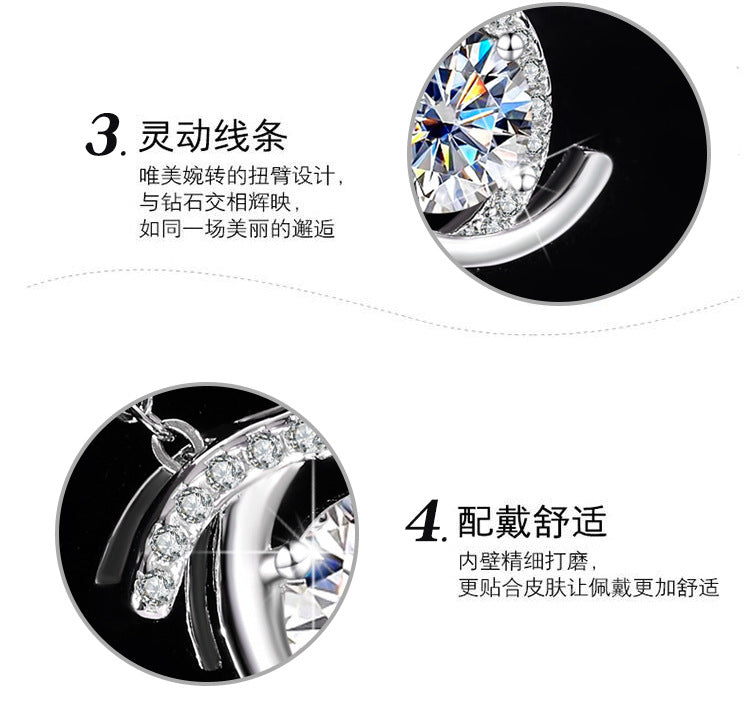 S925Sterling Silver Double C Xiaoxiangjia Necklace Moissanite Diamond Pendant Single Diamond Simple Luxury Versatile Collarbone Chain Wholesale