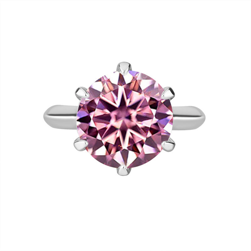 S925Sterling Silver Ring T Six-Prong Moissanite Ring for Women Classic Six-Prong Crown Proposal Ring Wholesale