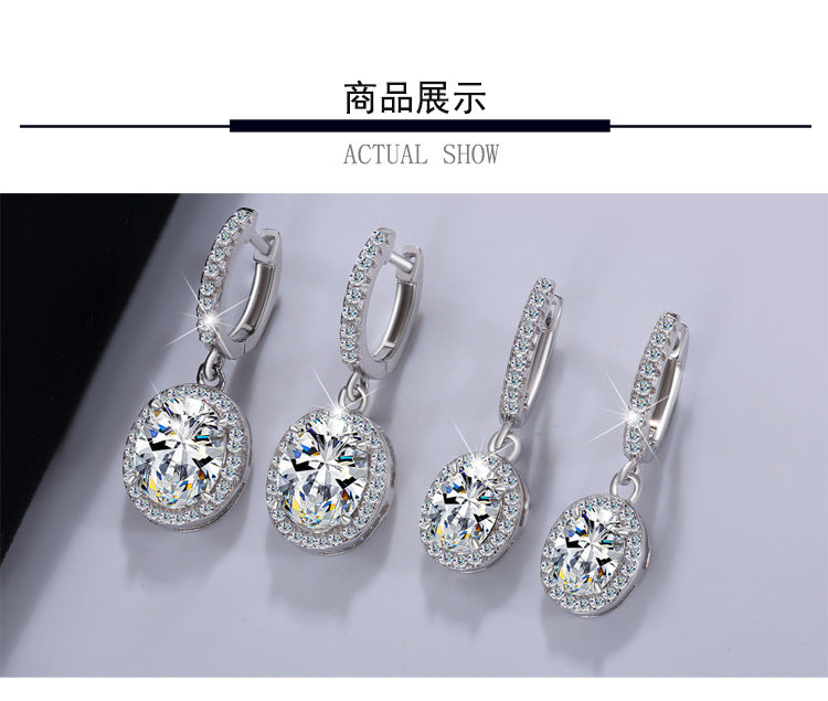 Moissanite S925Sterling Silver Classic Egg-Shaped Earrings Irregular Moissanite Stud Earrings Women Fashion High-End Ear Jewelry Wholesale