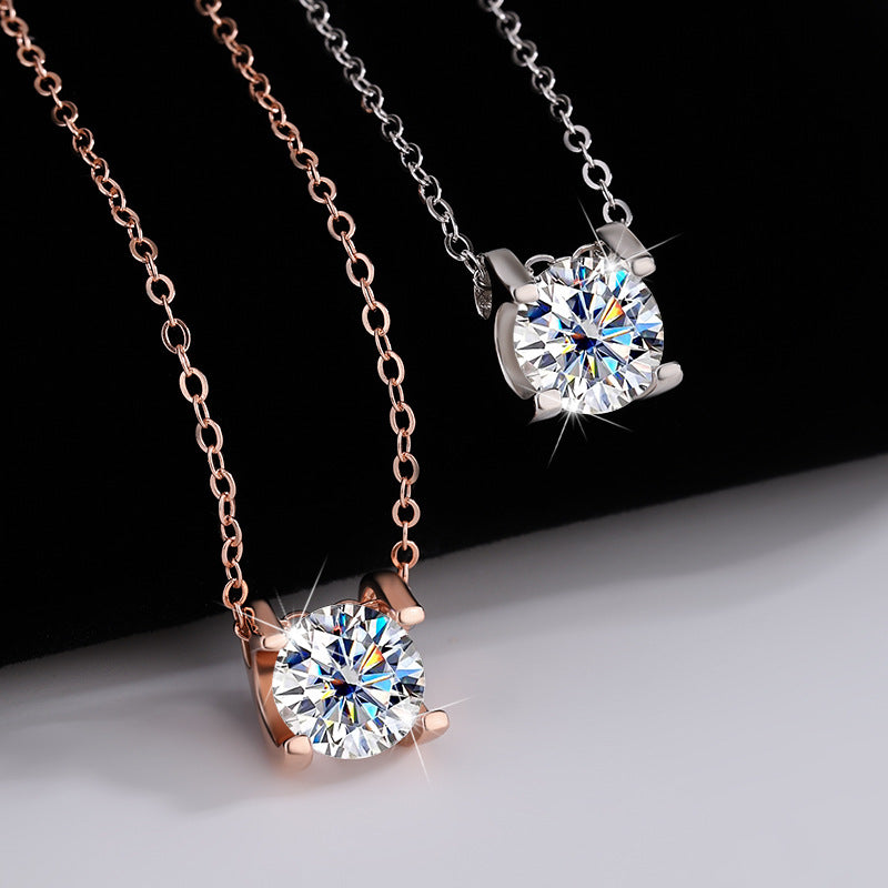 s925Pure Silver Bull Head Necklace Silver Pendant Moissanite Necklace for Women Classic Fashion Collarbone Chain In Stock Wholesale