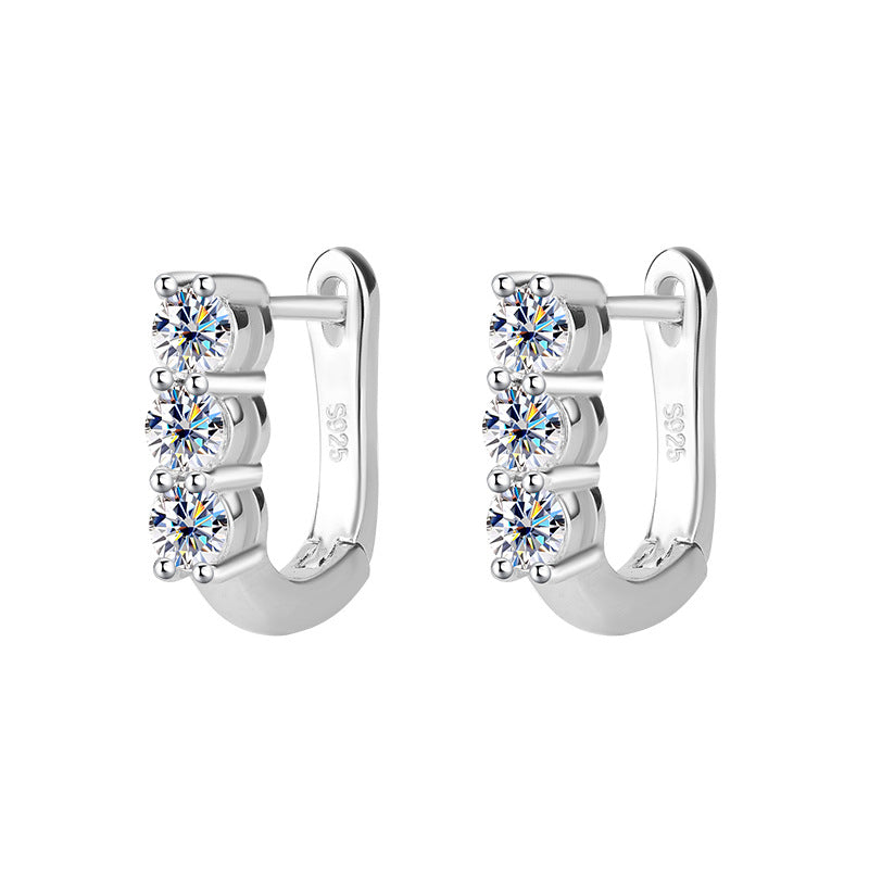 Direct Foreign Trade Sales S925Sterling Silver Full Diamond Moissanite Earrings Fashionable Personality Ear Clips Light Luxury High-end Ear Jewelry Wholesale
