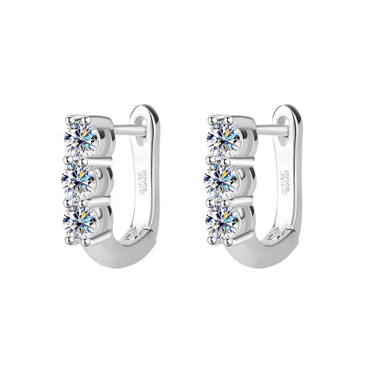 Direct Foreign Trade Sales S925Sterling Silver Full Diamond Moissanite Earrings Fashionable Personality Ear Clips Light Luxury High-end Ear Jewelry Wholesale