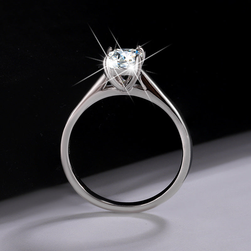 925Silver1Carat D Moissanite Ring Simple Four-Prong Emerald Cut Moissanite T Classic Home Items Wholesale