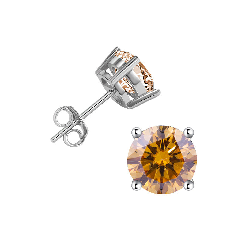 Exclusive for cross-border s925Silver Genuine Moissanite Four-Prong Earrings Elegant Simple Moissanite Gift Earrings Source