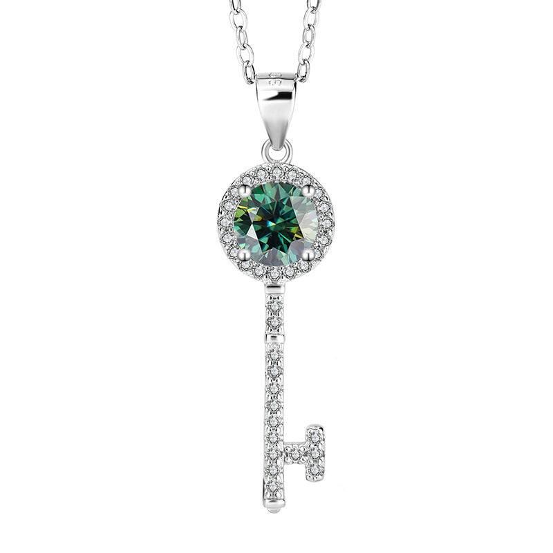s925Sterling Silver Key Necklace Silver Pendant Moissanite Women's Classic Fashion Collarbone Chain In Stock Wholesale Jewelry