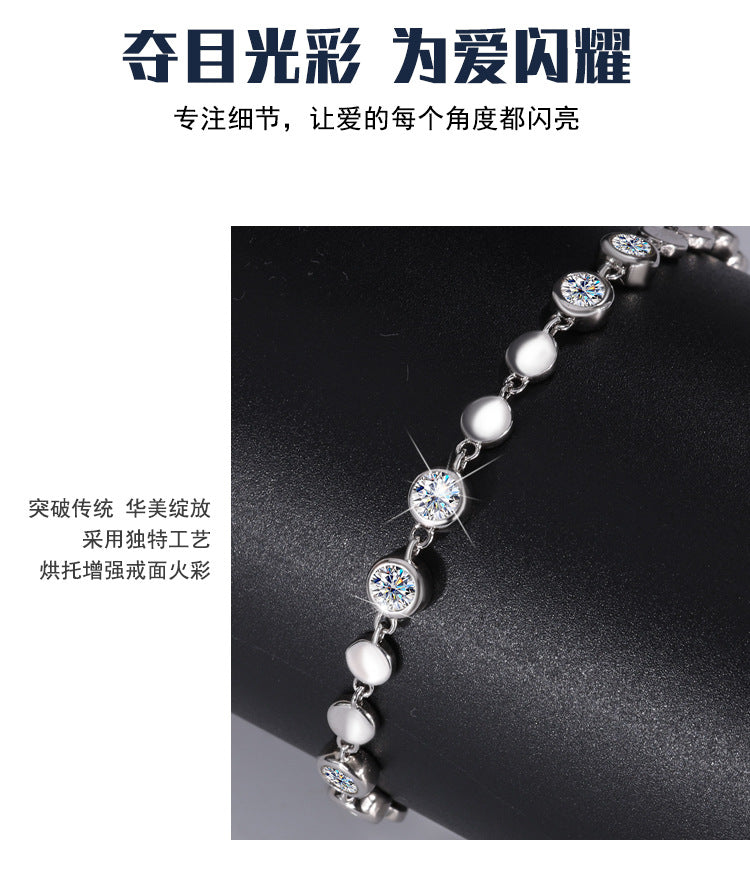 Cross-Border S925Pure Silver Sparkling Moissanite Bracelet High Fashion Exquisite Moissanite Jewelry Factory Wholesale
