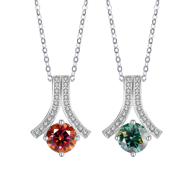 s925Sterling Silver Herringbone Necklace Silver Pendant Moissanite Necklace for Women Classic Fashion Collarbone Chain In Stock Wholesale