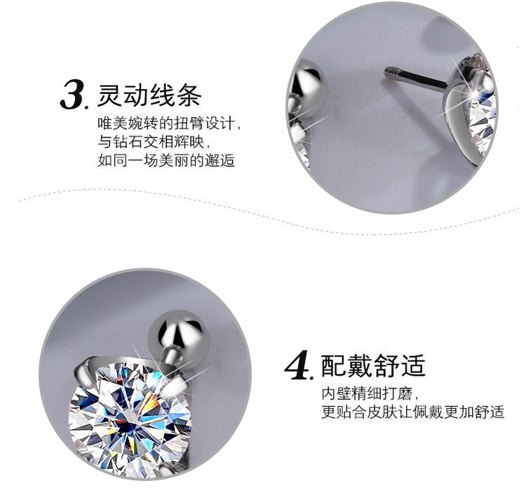 Exclusive for cross-border S925Sterling Silver Moissanite Earrings Four-Prong Screw Moissanite Stud Earrings Fashion Simple Earrings Wholesale