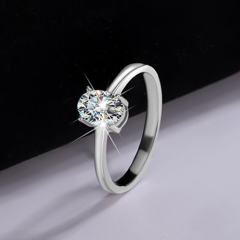 Cross-Border S925Silver 1 Karat D Moissanite Pigeon Egg Shape Ring Irregular Diamond Women's Ring Fashion Jewelry Wholesale