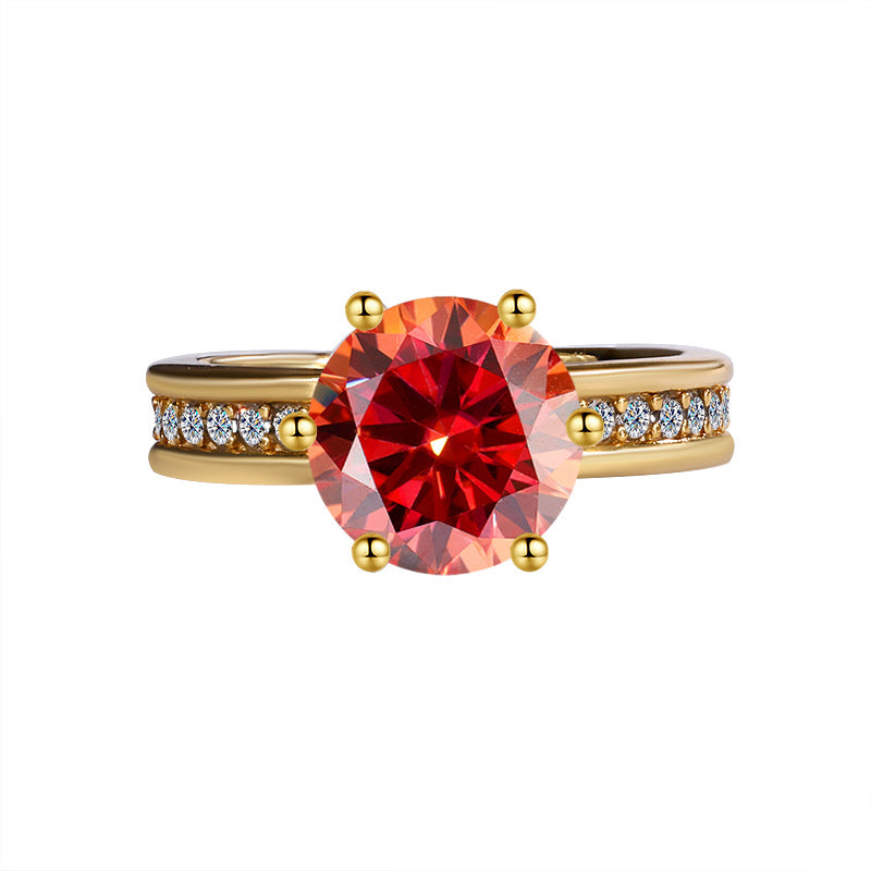 Factory Hot Sale S925Silver Moissanite High Crown Queen Women's Ring Gold Plated Diamond Imitation Proposal Wedding Diamond Ring