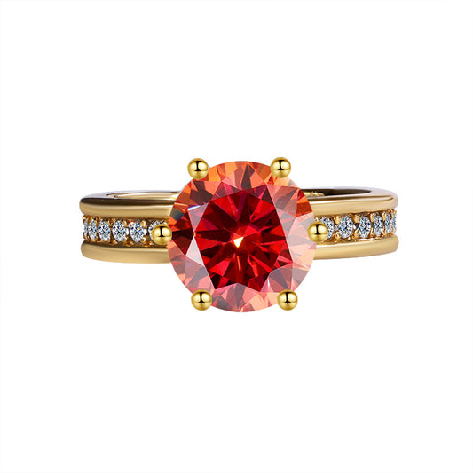 Factory Hot Sale S925Silver Moissanite High Crown Queen Women's Ring Gold Plated Diamond Imitation Proposal Wedding Diamond Ring