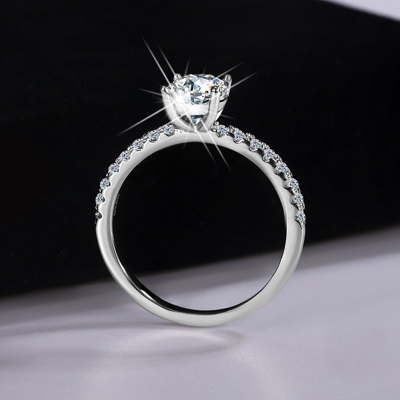 Hot Sale S925Silver Female Pigeon Egg Proposal Diamond Ring High-end Irregular Pigeon Egg Shape Moissanite Ring Factory Wholesale