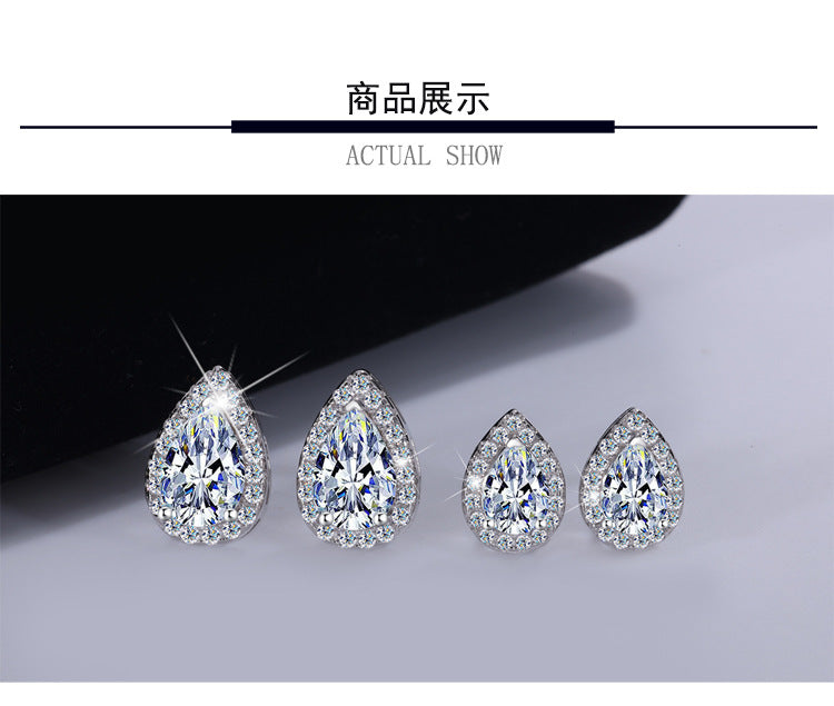 Hot Sale S925Sterling Silver Water Drop Earrings Pear Shape Moissanite Earrings Simple Versatile High-end Earrings Manufacturer Wholesale