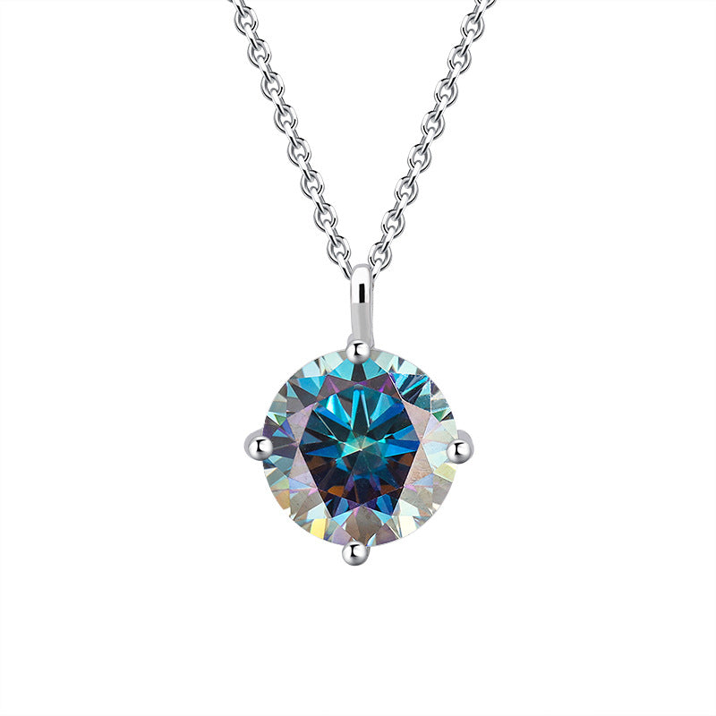 S925Sterling Silver Classic Four-Claw Moissanite Pendant Necklace for Women Fashion High-End Collarbone Chain Jewelry Wholesale
