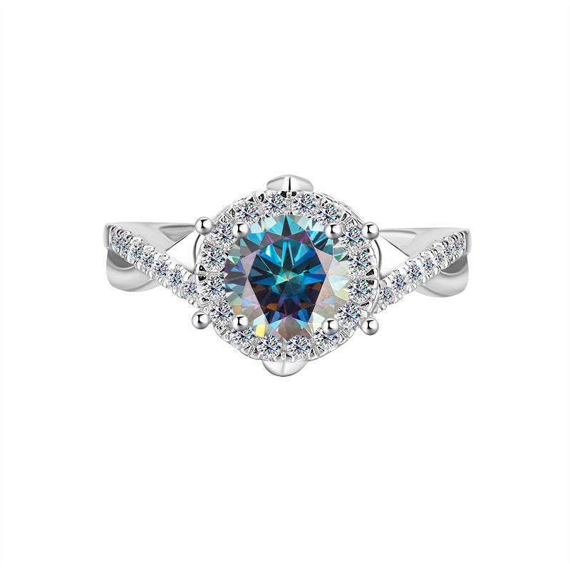Europe and America Cross Border Hot Sale S925Pure Silver Royal Estate Moissanite Heavy Craft Luxurious Setting Women's Ring High-end Diamond Ring Wholesale