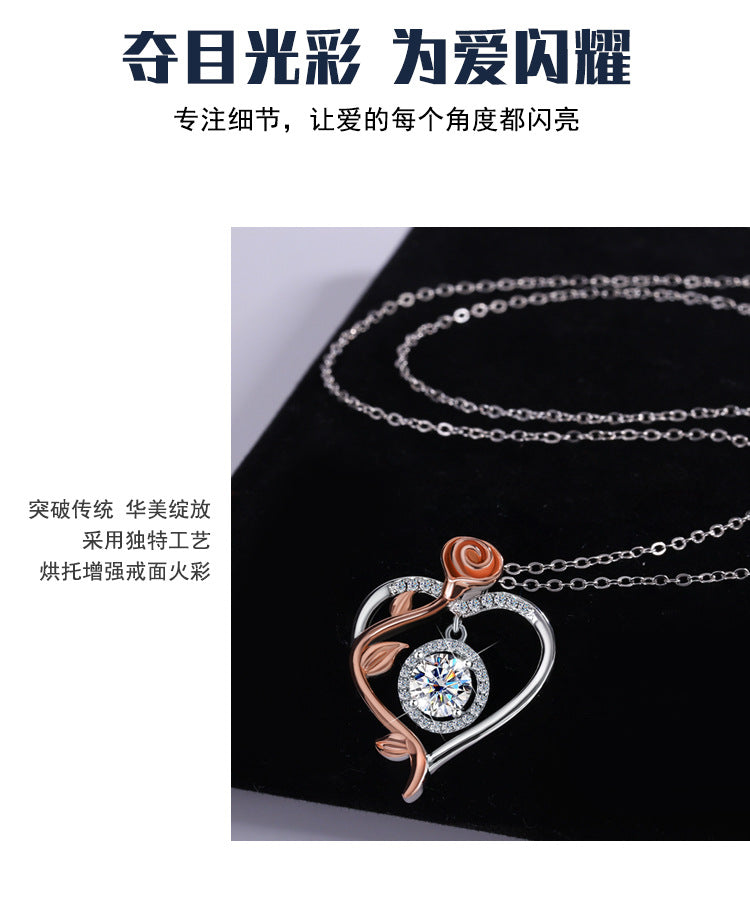 Cross-Border Europe and America S925Sterling Silver Beating Heart Clavicle Chain Necklace for Women Simple High-end Pendant Jewelry Wholesale Accessories