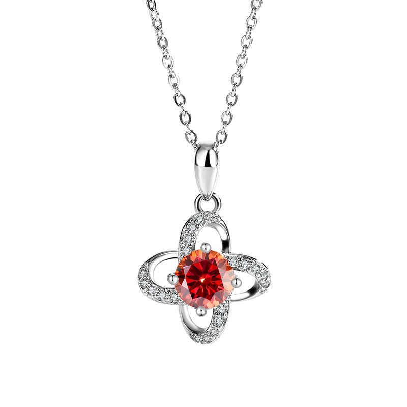s925Pure Silver Niche Light Luxury Lucky Clover Silver Pendant Moissanite Necklace for Women Classic Fashion Collarbone Chain Wholesale