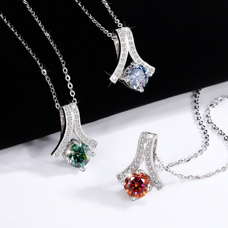 s925Sterling Silver Herringbone Necklace Silver Pendant Moissanite Necklace for Women Classic Fashion Collarbone Chain In Stock Wholesale