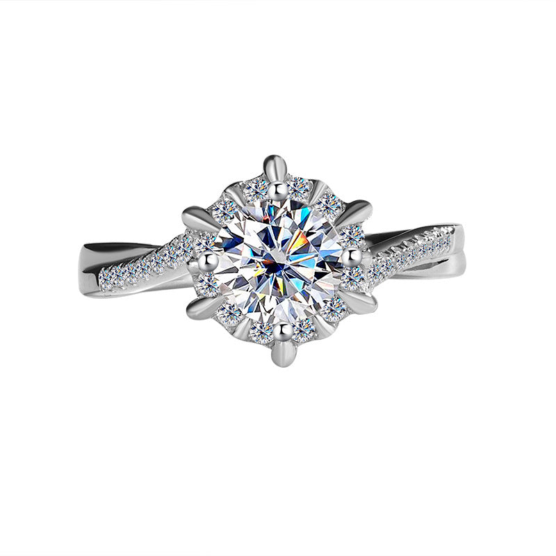 Hot Sale S925Sterling Silver Ring for Women with Moissanite Star Weave Twist Armband, High-end Moissanite Diamond Women's Ring, Factory Wholesale