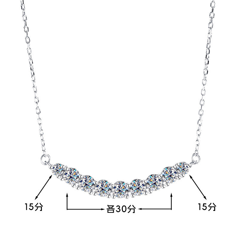 S925Silver Platinum Plated Moissanite Jewelry Pendant for Women Simple Smile Necklace2.4Clamoissanite Rainbow