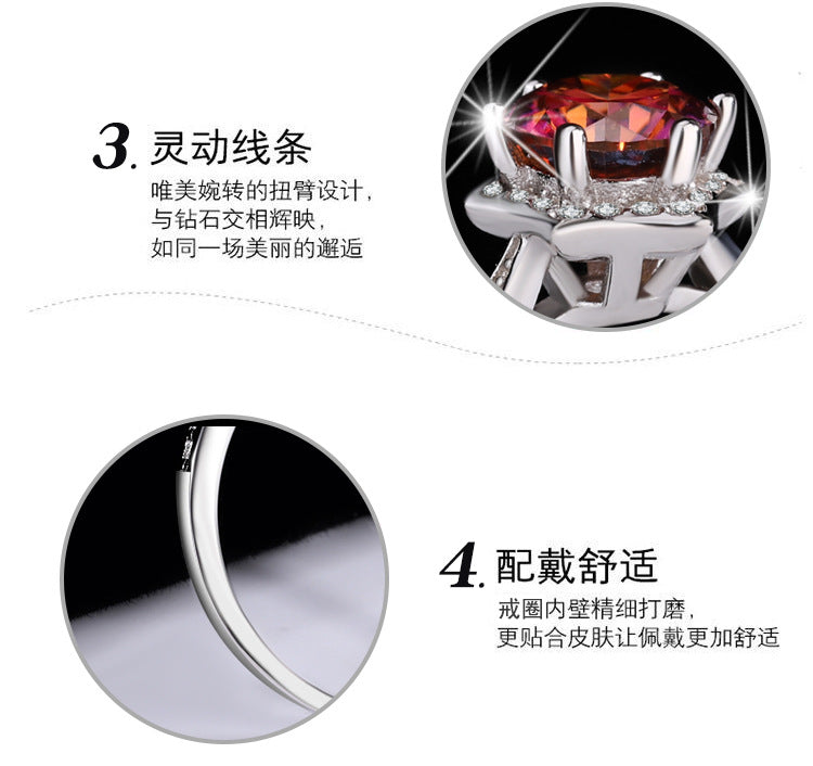 S925Sterling Silver Colorful Moissanite Hexagram Diamond Ring for Women Couple Rings Wedding Proposal Birthday Gift for Girlfriend
