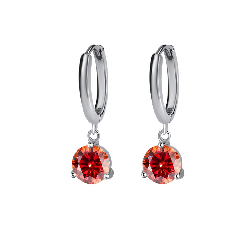 Europe and america cross border S925Sterling Silver Three-Prong Earrings Moissanite Ear Jewelry Classic Simple Hoop Moissanite Stud Earrings Wholesale