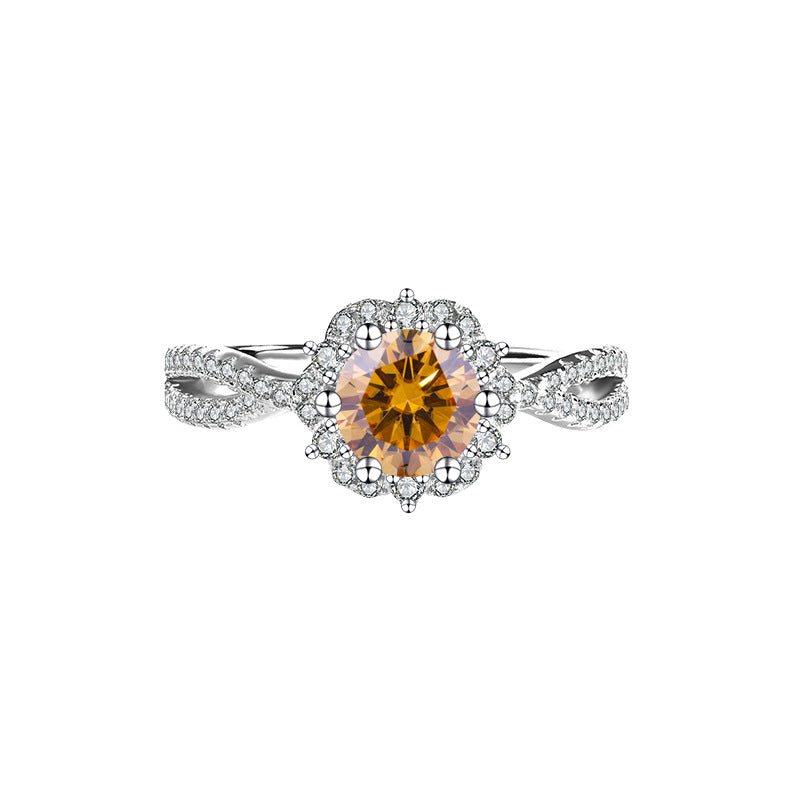 Cross-Border S925Sterling Silver Princess Elsa One Carat D Moissanite Diamond Ring for Women, Internet Celebrity Versatile Jewelry Wholesale