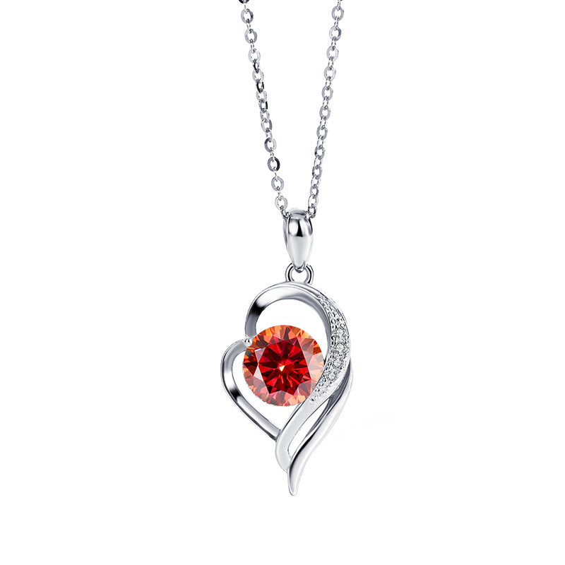 925Sterling Silver VVS1Level Moissanite Diamond Love You Forever One Carat Diamond Necklace Light Luxury Versatile Collarbone Chain