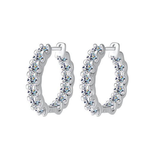 Europe and America S925Silver Moissanite Full Diamond Earrings High-end Fashion Bull Head Style Ear Clips Moissanite Stud Earrings Wholesale
