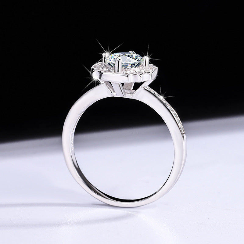 S925Sterling Silver Ring D Moissanite Moissanite Diamond Women's Imitation Sea Rui Wen Style1Carat Ring