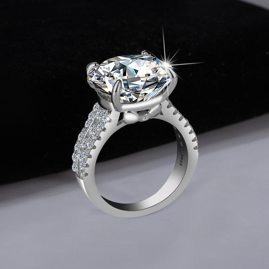 Cross-Border S925Sterling Silver Bow Pigeon Egg10Clamoissanite Ring Luxury Super Flash Women's Ring Factory Wholesale