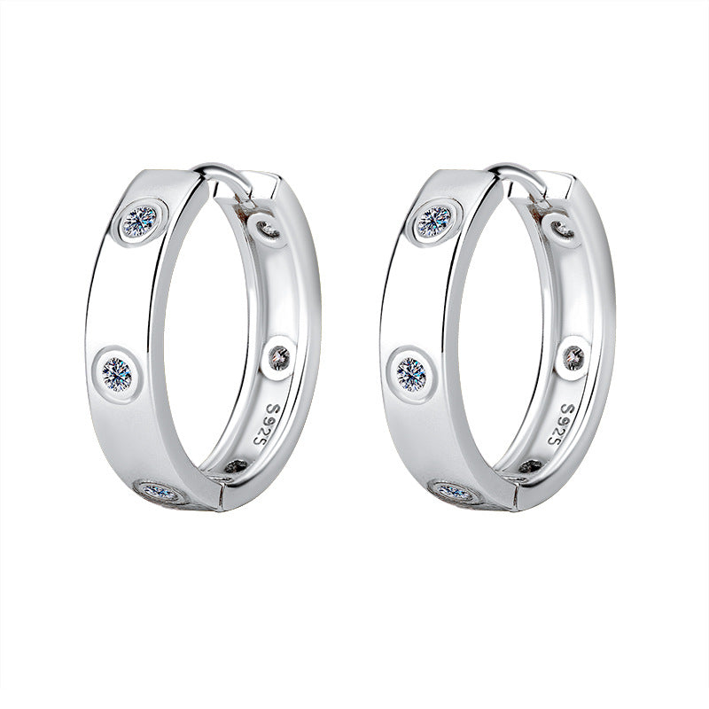 Hot Sale S925Silver Simple6Fashionable High-End Moissanite Earrings for Women Full Diamond Moissanite Ear Jewelry Factory Wholesale