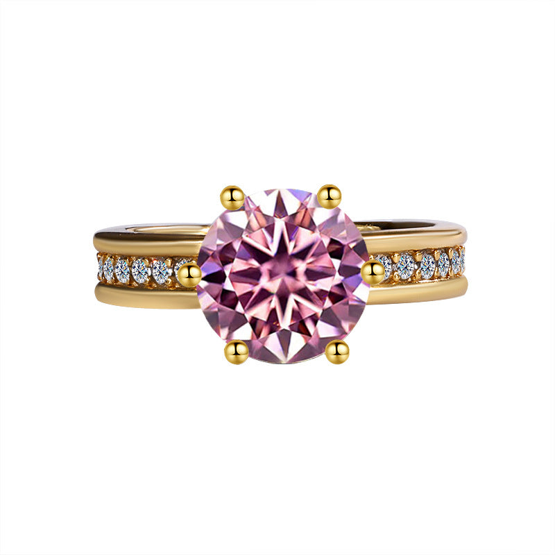 Factory Hot Sale S925Silver Moissanite High Crown Queen Women's Ring Gold Plated Diamond Imitation Proposal Wedding Diamond Ring