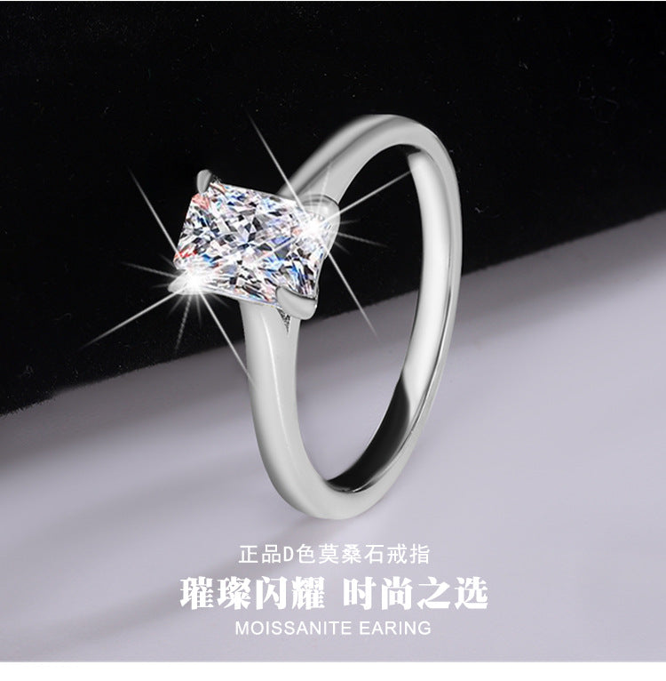 Aliexpress Hot Sale S925Pure Silver Moissanite Ring D Color1Clarety Cut Moissanite Ring Wholesale