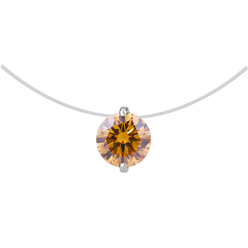 Same Style as Zhao Lusi S925Silver Collarbone Chain Mermaid Tears Necklace for Women, Niche High-end Moissanite Pendant Wholesale