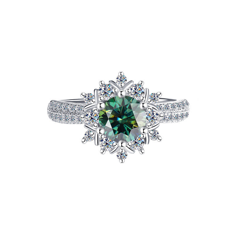 Cross-border new arrival S925Silver Moissanite Princess of First Snow1Carat Ring Female Wedding Gift Diamond Ring Spot Wholesale