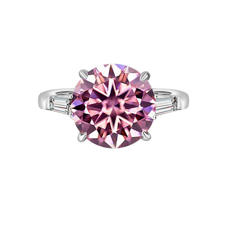 Cross-Border S925Pure Silver Pigeon Egg Four-Claw5Clamoissanite Ring Fashion High-end Women's Ring Factory Wholesale