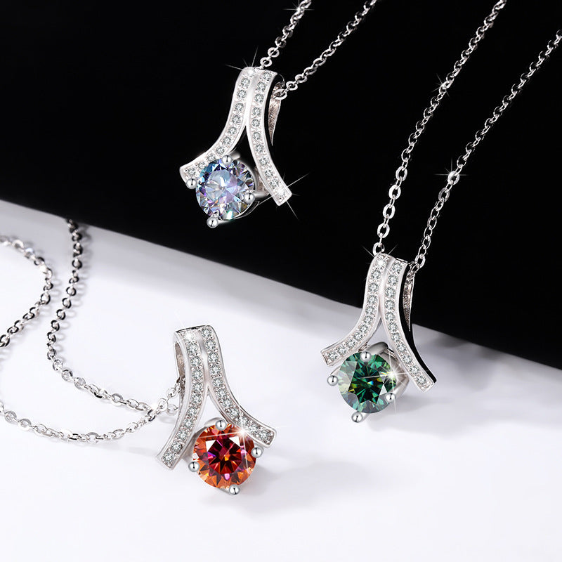 s925Sterling Silver Herringbone Necklace Silver Pendant Moissanite Necklace for Women Classic Fashion Collarbone Chain In Stock Wholesale
