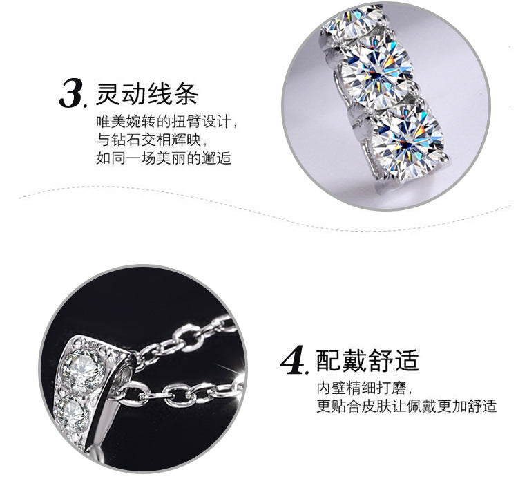 Exclusive for cross-border S925Sterling Silver Cross Necklace for Women with Moissanite Diamond Pendant, Popular Collarbone Chain for Live Streaming Wholesale