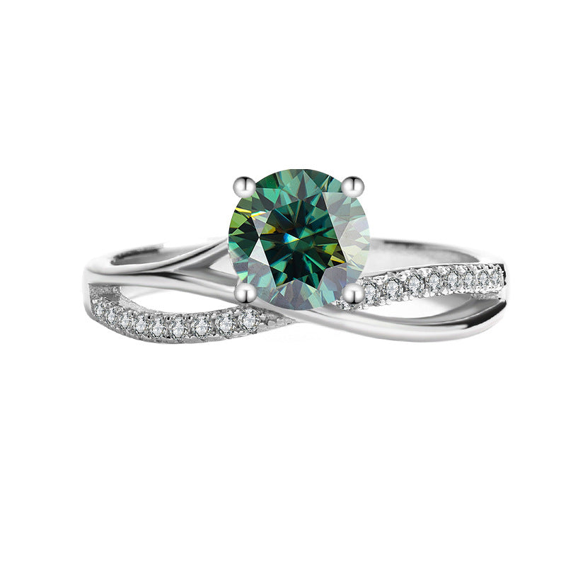 925Sterling Silver D Color Moissanite925Sterling Silver Ring Female Star Galaxy Four-Claw Hot-Selling Classic Wedding Live Streaming Source