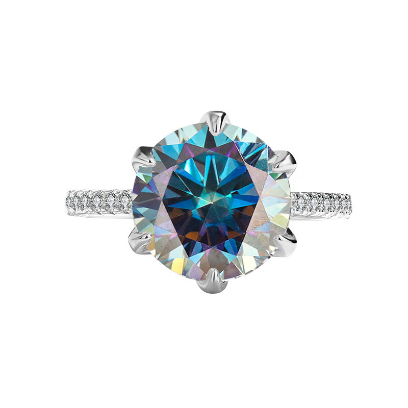 s925Sterling Silver Ring Moissanite Elegant Goddess Classic Six-Prong Carat Moissanite Diamond Women's Oval Wedding Ring