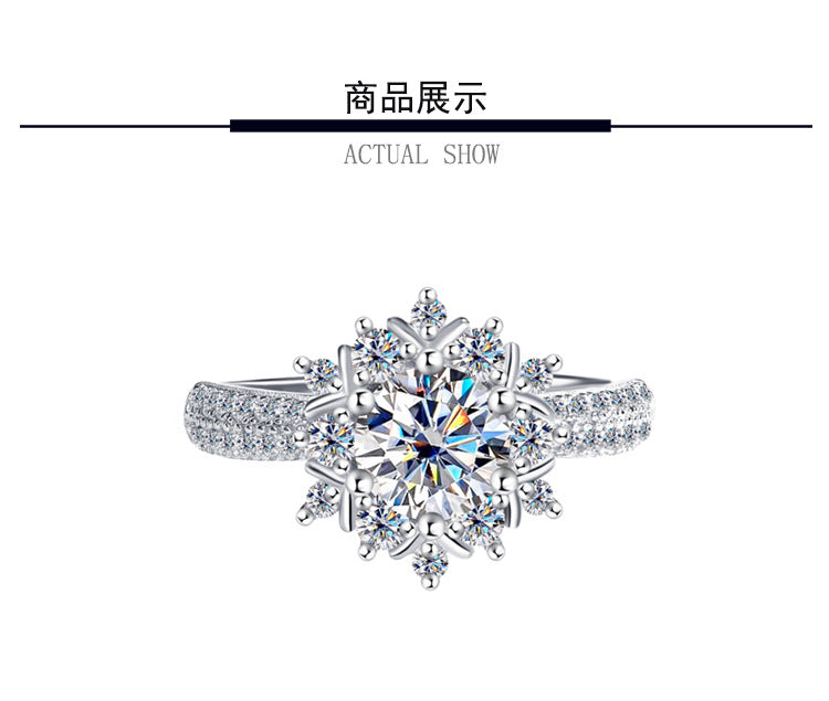 Cross-border new arrival S925Silver Moissanite Princess of First Snow1Carat Ring Female Wedding Gift Diamond Ring Spot Wholesale