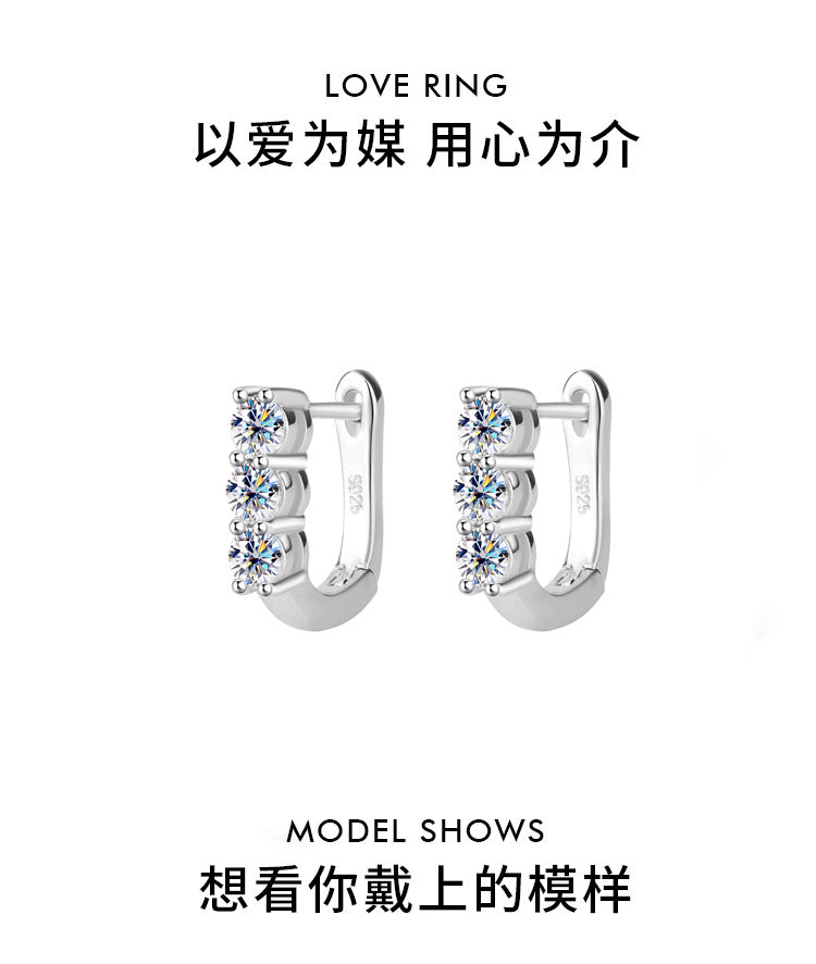 Direct Foreign Trade Sales S925Sterling Silver Full Diamond Moissanite Earrings Fashionable Personality Ear Clips Light Luxury High-end Ear Jewelry Wholesale