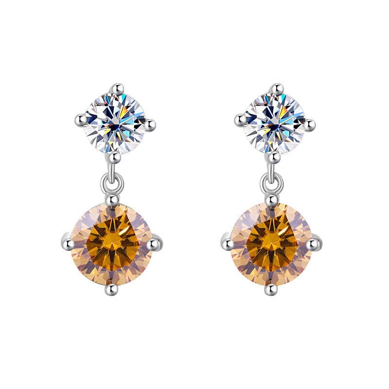 Best seller in europe and america S925Sterling Silver Moissanite Tassel Four-Prong Earrings Korean Style Full Diamond Moissanite Earrings Factory Wholesale