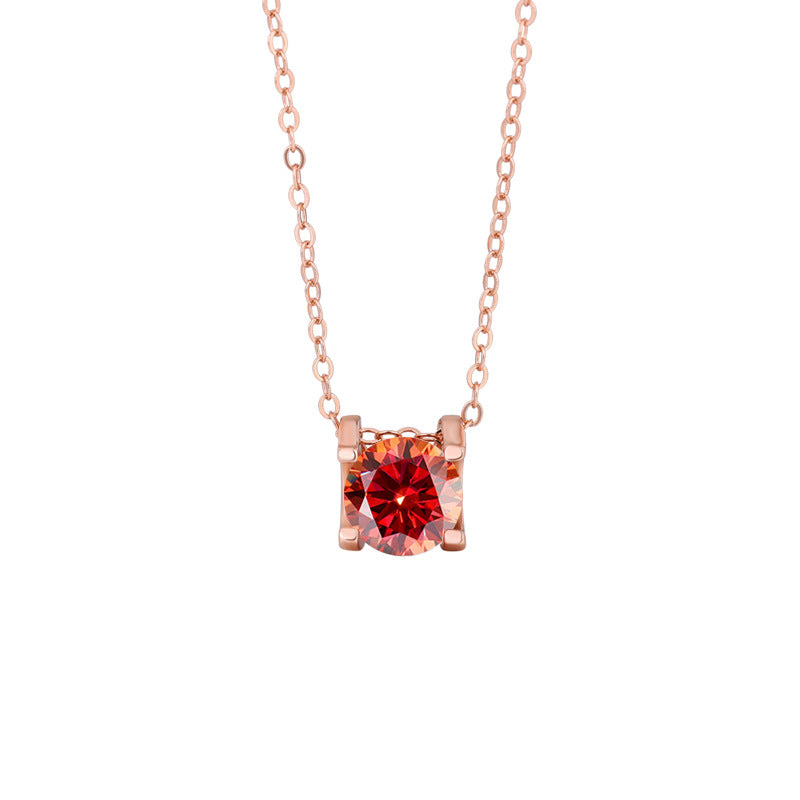 s925Sterling Silver Colorful Moissanite Diamond Bull Head Necklace for Women Classic Pendant Women's Fashion Hot Sale Clavicle Chain Wholesale