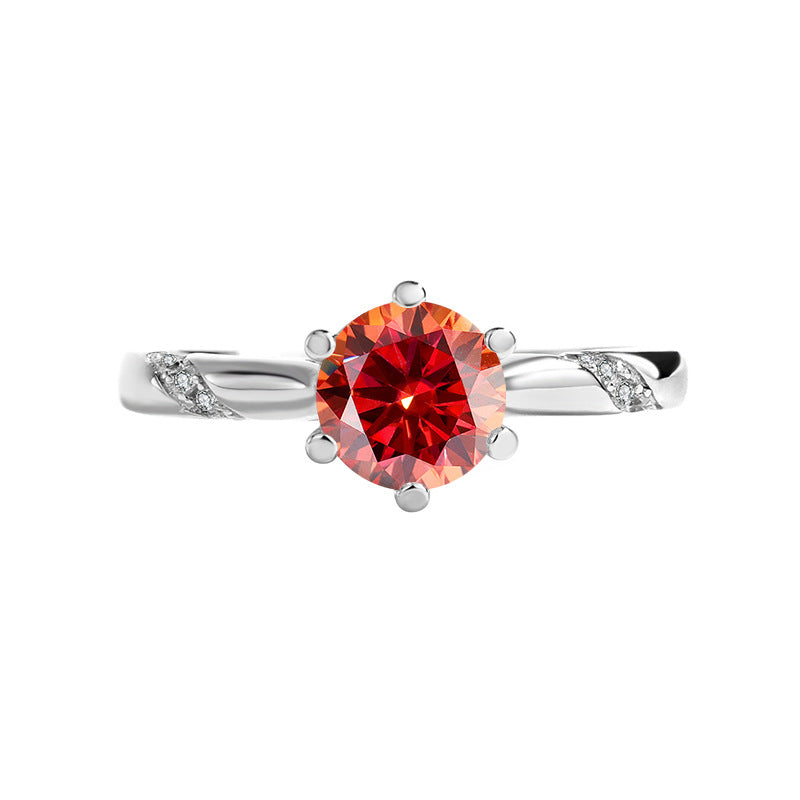 S925Moissanite Ring Psychic Six-Claw Wedding Proposal Pure Silver Ring Moissanite Open Female Direct Manufacturer Sale